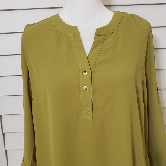 Catherine Malandrino Green Blouse 3/4 Sleeve Size S - Picture 3 of 11